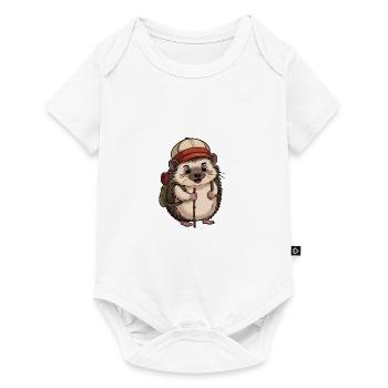 Hedgehog with backpack on the move - Baby Premium short-sleeve bodysuit - white - Front