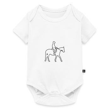 Reiterin mit Pferd auf Reitplatz als Lineart - Baby Premium Kurzarmbody - Weiß - Vorne
