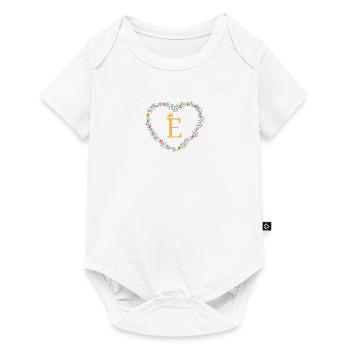 Buchstabe E, Monogramm, Herz, personalisierbar - Baby Premium Kurzarmbody - Weiß - Vorne