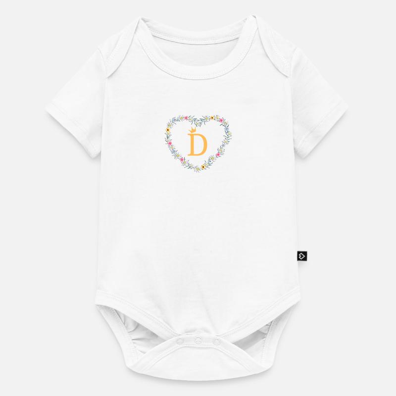 Letter D, Monogram, Heart, Personalizable - Baby Premium short-sleeve bodysuit - white