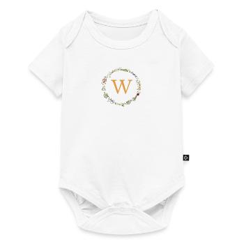 W monogramme, Couronne florale fleurs sauvages - Body à manches courtes Premium Bébé - blanc - Devant
