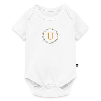 U Monogram, Floral Wreath Wildflowers - Baby Premium short-sleeve bodysuit - white - Front