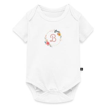 B Monogram Floral, Floral Wreath, Personalizable - Baby Premium short-sleeve bodysuit - white - Front