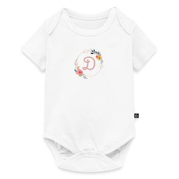 D Monogram Floral, Floral Wreath, Personalizable - Baby Premium short-sleeve bodysuit - white - Front