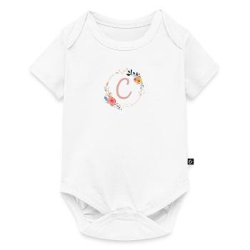 C Monogram Floral, Floral Wreath, Personalizable - Baby Premium short-sleeve bodysuit - white - Front