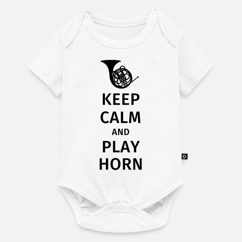 keep calm and play horn - Baby Premium Kurzarmbody - Weiß