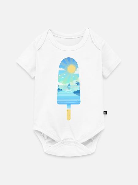 Seelandschaftsschattenbild gefrorener Stock - Baby Premium Kurzarmbody - Weiß