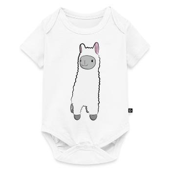 Lama Motive Jungen Mädchen Kindermode Tier Alpaka - Baby Premium Kurzarmbody - Weiß - Vorne