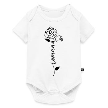 Romana Nom Prénom Nom Fleur - Body à manches courtes Premium Bébé - blanc - Devant
