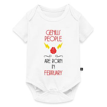 les génies naissent en Février - Anniversaire - Body à manches courtes Premium Bébé - blanc - Devant