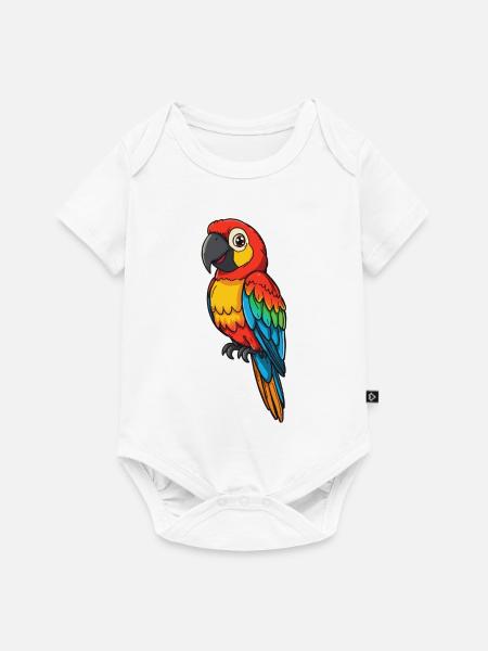 Kunterbunter Papagei Illustration - Baby Premium Kurzarmbody - Weiß