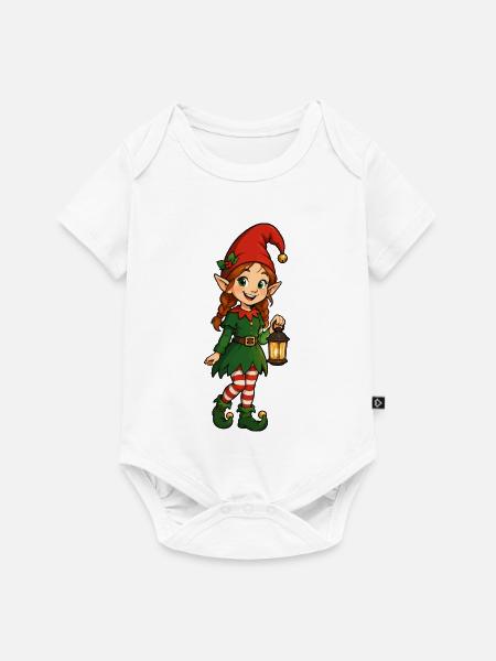 Weihnachts-Elfe mit Laterne - Baby Premium Kurzarmbody - Weiß