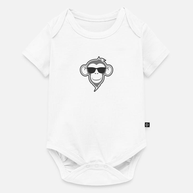 Fränky le singe - Singe cool avec des lunettes de soleil - Body à manches courtes Premium Bébé - blanc