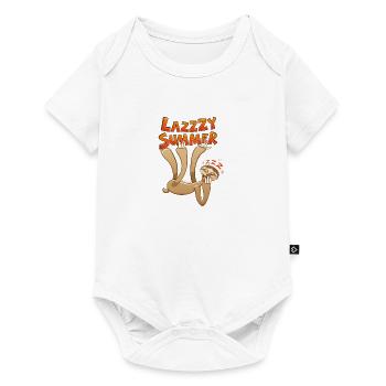 Sleepy sloth yawning and enjoying a lazy summer - Baby Premium short-sleeve bodysuit - white - Front