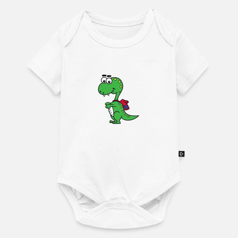 T-Rex mit Rucksack - Baby Premium Kurzarmbody - Weiß