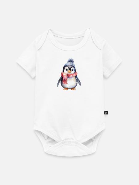 Pinguin im Winter - Baby Premium Kurzarmbody - Weiß