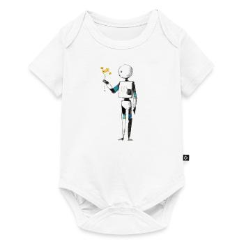 robot with flowers - Baby Premium short-sleeve bodysuit - white - Front