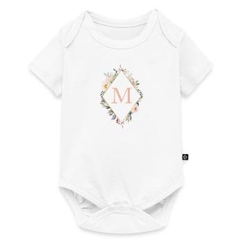 M monogramme, Floral, Boho - Body à manches courtes Premium Bébé - blanc - Devant