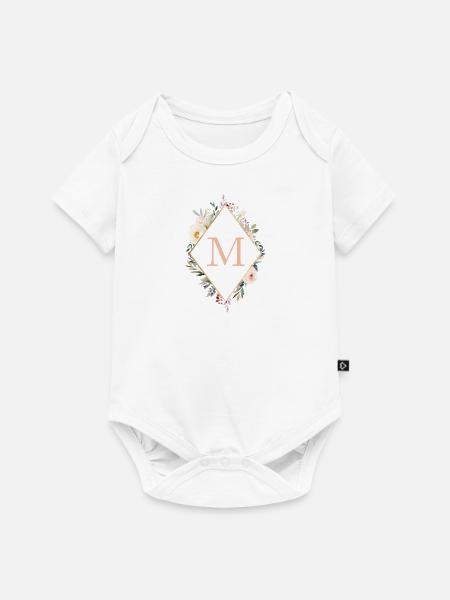 M Monogramm , Floral, Boho - Baby Premium Kurzarmbody - Weiß