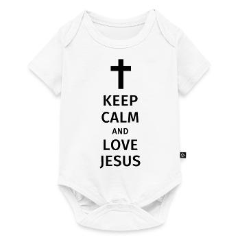 keep calm and love jesus - Baby Premium Kurzarmbody - Weiß - Vorne