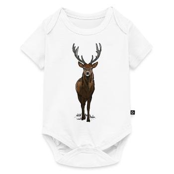 Cerf avec bois - Body à manches courtes Premium Bébé - blanc - Devant