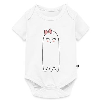 Fantôme avec un nœud rose – Un joli design d’Halloween - Body à manches courtes Premium Bébé - blanc - Devant