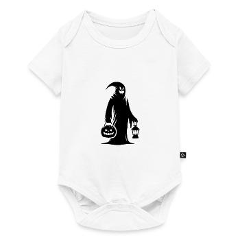 Schaurig lustiger Masken Geist mit Kürbis Laterne - Baby Premium Kurzarmbody - Weiß - Vorne