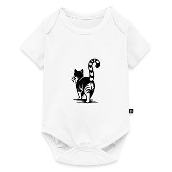 Eleganten Katze mit Streifen in Rückansicht - Baby Premium Kurzarmbody - Weiß - Vorne