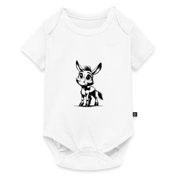 Mignon petit âne dessin au crayon - Body à manches courtes Premium Bébé - blanc - Devant