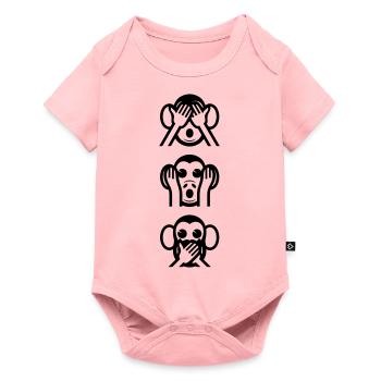 Three Wise Monkeys Vertikale - Baby Premium Kurzarmbody - Rosa - Vorne