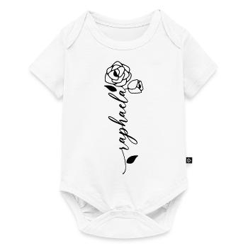 Raphaela Nom Prénom Nom Fleur - Body à manches courtes Premium Bébé - blanc - Devant