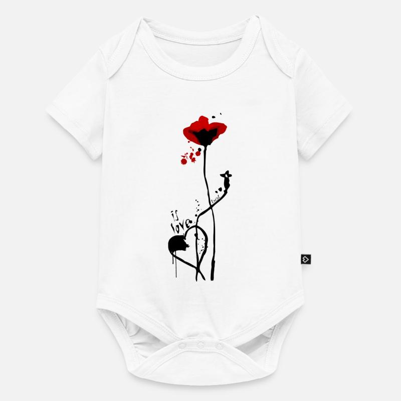 C’est l’amour.. avec design coquelicot - Body à manches courtes Premium Bébé - blanc