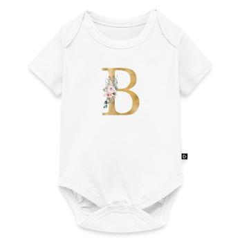 Personalisierbar Monogramm B Floral - Baby Premium Kurzarmbody - Weiß - Vorne