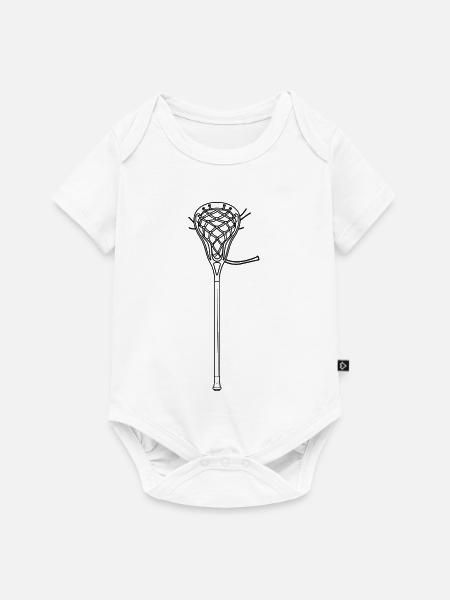 Lacrosse Schläger - Baby Premium Kurzarmbody - Weiß