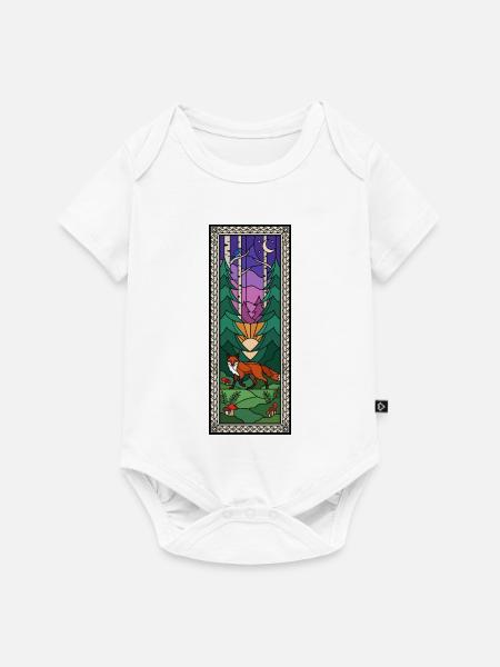 Waldnacht Fuchs Glasfenster - Baby Premium Kurzarmbody - Weiß