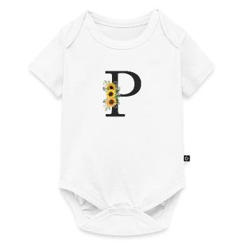 P Monogramme Tournesols - Body à manches courtes Premium Bébé - blanc - Devant