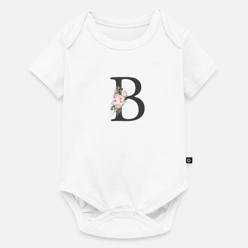 Buchstabe B, Monogramm, Blumen - Baby Premium Kurzarmbody - Weiß