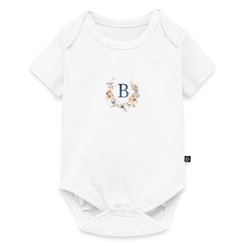 B Monogram, Floral, Boho - Baby Premium short-sleeve bodysuit - white - Front