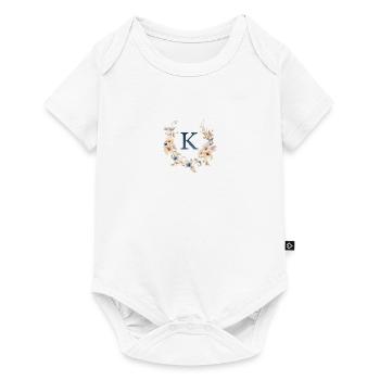 K Monogram, Floral, Boho - Baby Premium short-sleeve bodysuit - white - Front