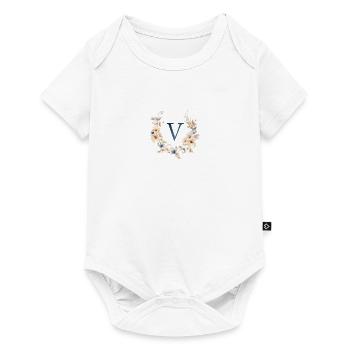 V Monogram, Floral, Boho - Baby Premium short-sleeve bodysuit - white - Front