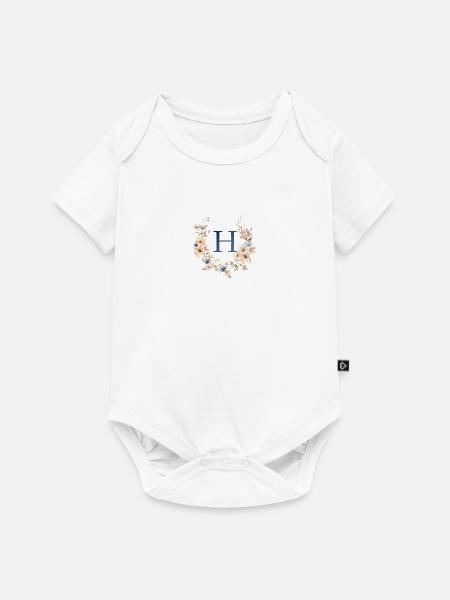 H Monogramm , Floral, Boho - Baby Premium Kurzarmbody - Weiß