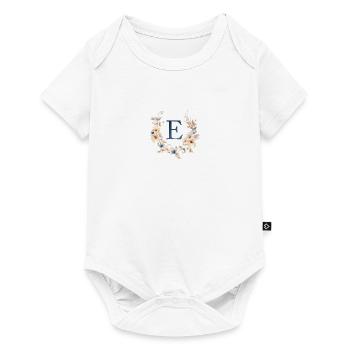 E Monogramm , Floral, Boho - Baby Premium Kurzarmbody - Weiß - Vorne