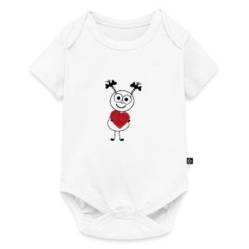 Sweet stick figure with plush heart by SueLYSue - Baby Premium short-sleeve bodysuit - white - Front