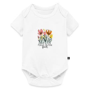 Focus on the Good – Floral Positivity Design - Baby Premium short-sleeve bodysuit - white - Front