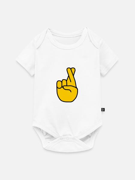 Emoji Finger gekreuzt Skizze Farbe - Baby Premium Kurzarmbody - Weiß