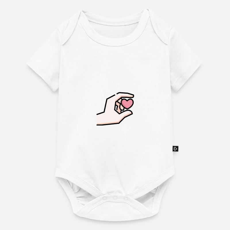 Idée cadeau main avec coeur - Body à manches courtes Premium Bébé - blanc