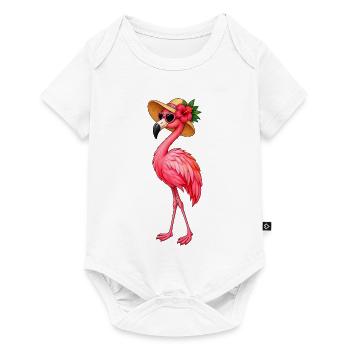 Flamingo Sommerhut Flair - Baby Premium Kurzarmbody - Weiß - Vorne