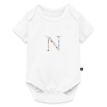 Customizable Monogram N Heart Pattern - Baby Premium short-sleeve bodysuit - white - Front