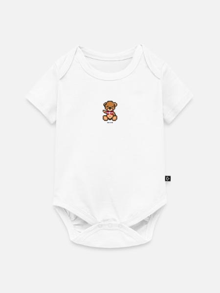 Pixel MiniBär Dänemark - Baby Premium Kurzarmbody - Weiß