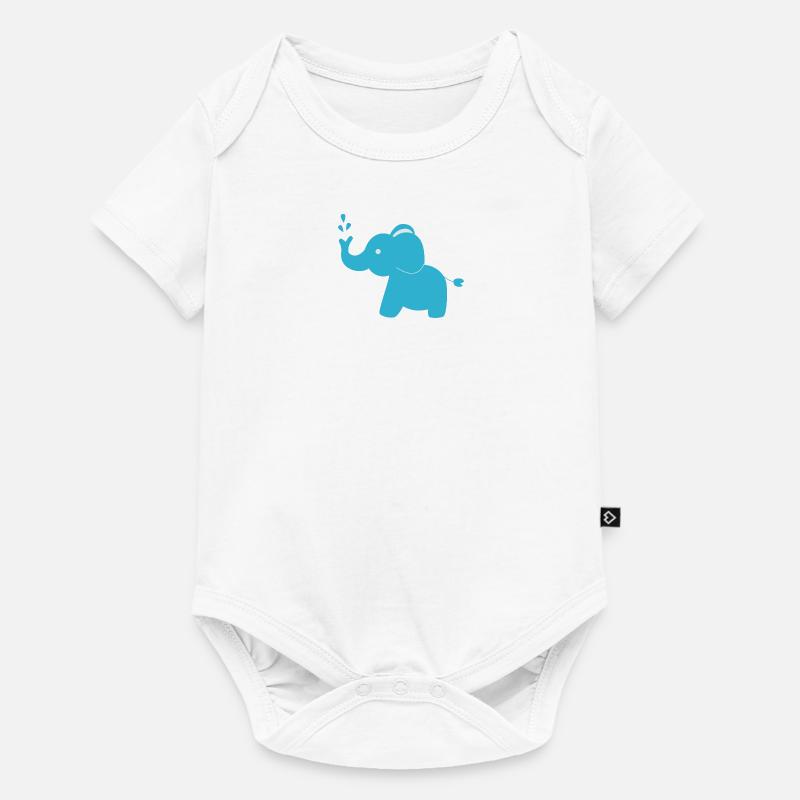 Éléphant bleu - Body à manches courtes Premium Bébé - blanc